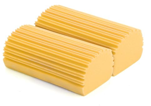 2 Pezzi Spugne magiche Pulizia della Polvere Giallo, Riutilizzabili Spugna Umida, Senza Sostanze Chimiche, Spugne pulizia polvere con superficie a righe,per Pulizia tende
