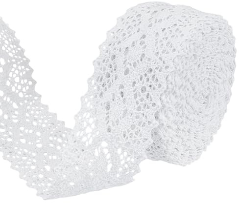 BENECREAT Nastro di Pizzo Bianco Da 11 m, Pizzo di Cotone All'Uncinetto Largo 65mm per Lavori Artigianali, Incartamento di Regalo, Decorazione di Nozze, Scrapbooking