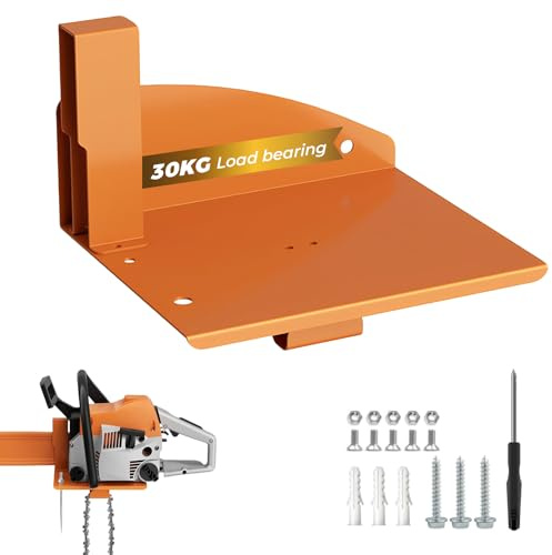 Biigdan Supporto da Parete per Motosega,Gancio per Motosega Resistente,Regolabile accessori per motosega Con gancio per lama di sega,Adatto a tutti i tipi di angoli, garage e officine,Universale