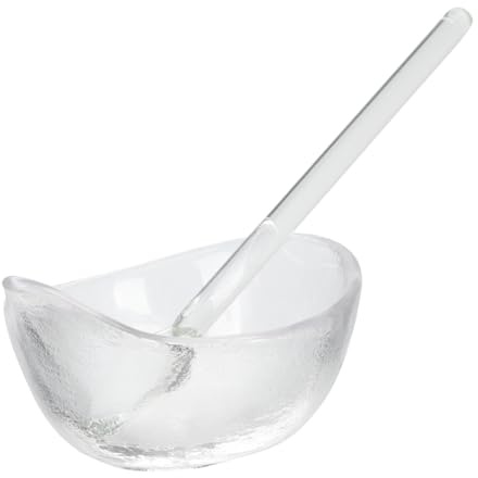 TOYZFRIENDY Cuenco de Vidrio Grueso Transparente para Mezclar Aceites Esenciales y Mascarillas Faciales con Cuchara, Herramienta Práctica para Spa y Uso en Casa