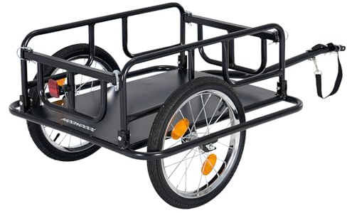 NAIZEA Trike&Bike Cargo Trailer, Heavy-Duty Foldable Bicycle Wagon Cart with 16 Wheels, 176 Lbs Load Capacity, Reinforced Steel Tubing, Inside & Outside Rust Resistance Coating