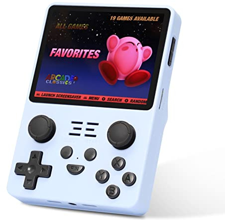 For RGB20s Retro Handheld Game Console - Dual System Android 11 & Linux, 3.5 Inch IPS Display, 128G SD Card, 2.4G/5G WiFi, Bluetooth 4.2, 3200 mAh Battery, Supports Over 30000 Retro Games - Blue
