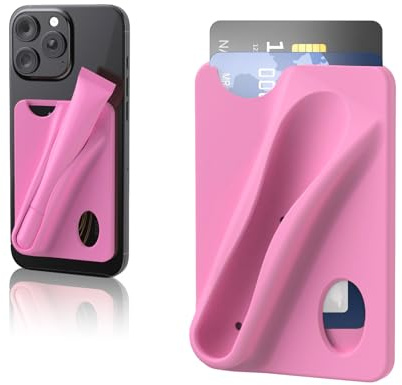 Rookii Lip Gloss Holder Phone Case,Silicone Adhesive Card Holder for Phone with Lipgloss Holder,Cute Phone Case Wallet & Gloss or Lip Balm, for All Smartphones (Rose Pink)