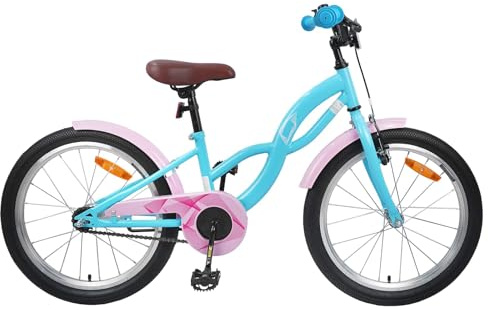 vidaXL Barncykel 20 Tum för 6-11 år gamla Ljusblå, Äventyr väntar, klassisk barncykel med justerbara styren och säte, cykel för unga