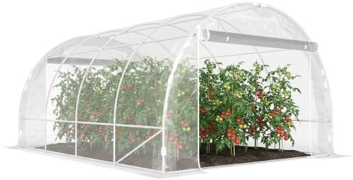 Outsunny Serra da Giardino a Tunnel 3x4x2 m, Serra per Orto, Trasparente | 2 Porte Avvolgibili, 4 Rinforzi Diagonali, Struttura in Acciaio, Copertura PE, Verdure Fiori Frutta, Anti UV