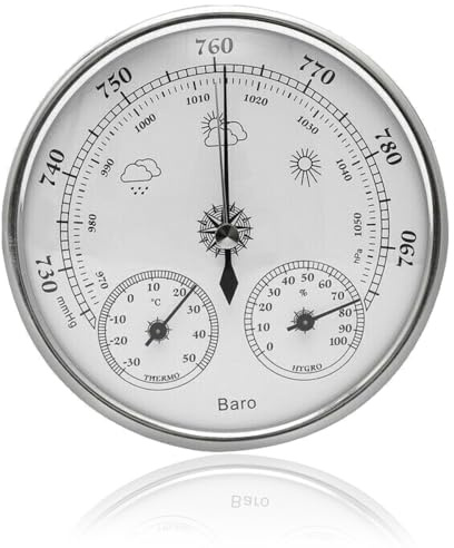 Barometer Thermometer Hygrometer 3 in 1 Weather Station Indoor/Outdoor | Barometer with Thermometer Hygrometer 3 in 1 Weather Station for Indoor /Outdoor Hanging Temperature Humidity Monitor 130MM