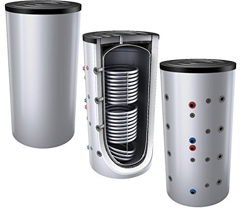 1000L Pufferspeicher/Heizungsspeicher - Warmwasserspeicher für Heizungswasser, mit 2 Wärmetauschern (auch als Solarspeicher geeignet), inkl. Isolierung. Für Trinkwasser siehe emaillierte EWS8B Reihe