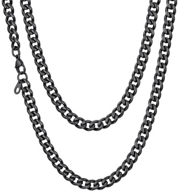 Richsteel Herren Halskette Klassische Panzerkette 3/6/9/12mm breit kubanische Hip-Hop Kette Cuban Chain Necklace für Männer Jungen Edelstahl 36-76cm als Herren Geschenk