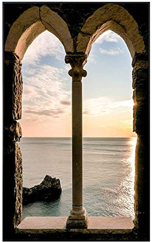 Ecowelle Infrarotheizung mit Bild | 900 Watt | 60x120 cm | Infrarot Heizung| | Made in Germany| d 71 Meer durch altes Fenster