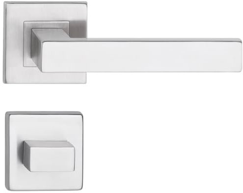 Sellon24® Türgriff Türklinke Edelstahl matt für Innentüren Türdrücker BB WC PZ Türbeschlag Drückergarnitur Eckig modern inkl. Befestigungsmaterial (WC Topaz)