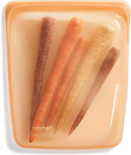 Stasher Premium Reusable Half Gallon Silicone Bag, Orange, 64 oz