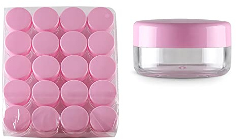 TIANZD 35 Pièces Vides Petit Rond Pot en Plastique Transparent 3 ml avec Couvercle Rosé, Cosmétique Pots de 3 g pour des Produits Cosmétiques D'art D'ongle D'échantillons Contenant