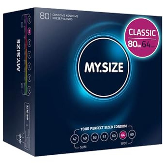 MY.SIZE Classic Kondome Größe 6 | 64 mm breit | 80 Stück Mega-Verpackung | extra dünn | ultradünne | dünnwandige 0,07 mm