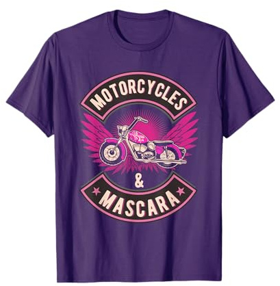 Funny Motorcycles and Mascara Makeup Biking Biker Girl T-Shirt