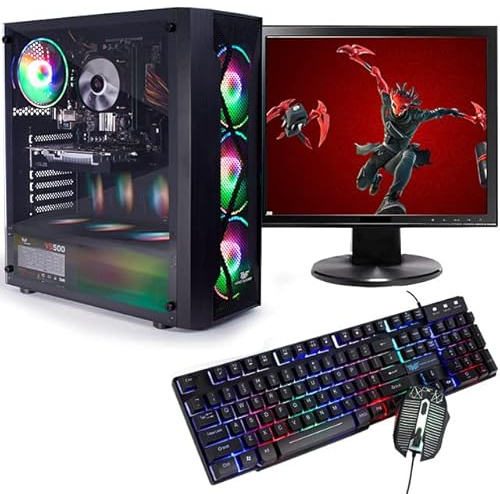 Veno Scorp ARGB Gaming PC i5, 240GB SSD, 500GB HDD, 8GB RAM, 19” Monitor, Win 11, Wifi Vortex V4 (Renewed)