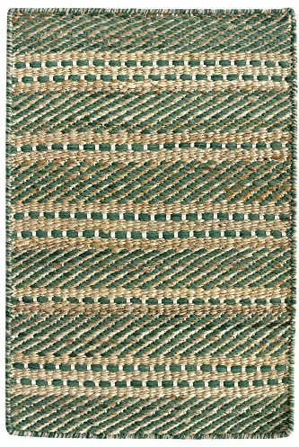 HAMID - Alfombra Yute Lana Olivia, Alfombra Lana y Yute, Tejida a Mano Tejida para Salon, Dormitorio, Sala de Estar, Verde Natural, (40x60cm)