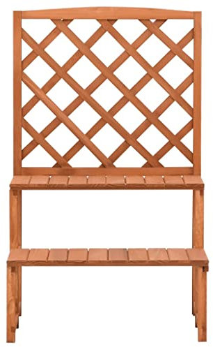 puraday Blumentreppe Draußen Blumentreppe Outdoor Pflanzenregal Outdoor Blumenständer Holz Pflanzenständer Hoch Pflanzenständer Balkon Gartenregal Kräuterregal 70x42x115 cm Holz Tanne mit Rankgitter