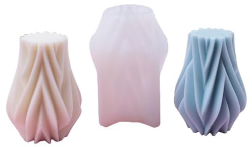 Kerzenformen zum Gießen Silikon 3D Geometric Zylinder Welle Kerzengießformen Fondant Schokolade Kuchen Backen Kerzen Gießformen Harz Epoxy Form für Duftkerzen,Handwerk Ornamente,Handgefertigte Seife