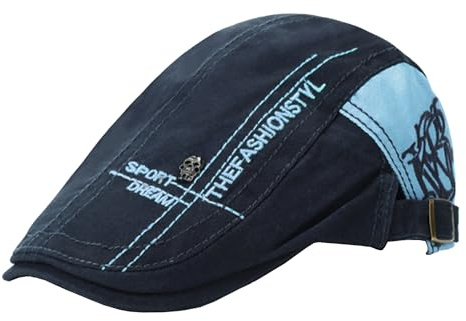 Rayson Platt mössa herr bomull justerbar hatt vintage Newsboy platt keps rutig basker skrikande körmössa en storlek, Marinblå, one size