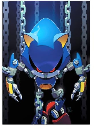 Displate Offiziell Sonic MetallPoster Magnetische Befestigung Inklusive Lizenziert Bilder Hochwertiges Poster Dark Sonic - Size M - 45 cm x 32 cm