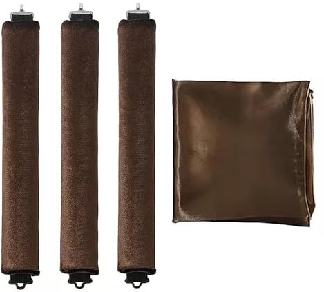 PWEINCY 3PCS Sleep In Heatless Hair Curlers No Heat Curler Roller for Long Medium Hair Overnight Heatless Curls Curling Rod for Big Waves, Soft Velvet Thick Flexi Rods with Hook (Brown B)