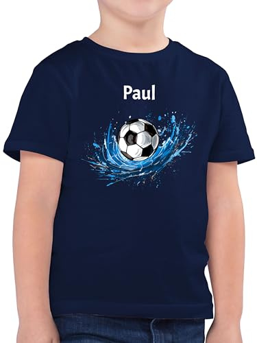 Geschenk mit Namen personalisiert by Shirtracer - Kinder T-Shirt Jungen - Fußball Geschenk Fußballfan Geschenke Fußballbegeisterte I Fußballliebe