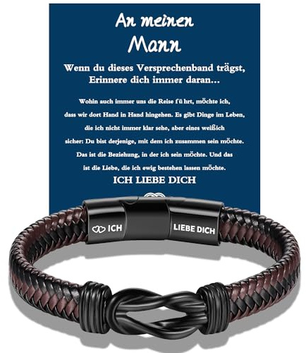 Rajputana Vatertagsgeschenke Lederarmband für Männer Geflochtene Lederarmbänder für Jungen Armband mit verbundenen Knoten Geschenke an meinen Mann Lederarmband