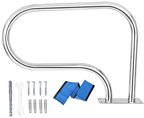 Pool-Handlauf, Sicherheitstreppengeländer für Schwimmbäder, Treppenhandlauf aus Edelstahl, Poolgeländer mit Grundplattenzubehör (Silber 32 x 23 Zoll/81 x 57 cm) (Silber 30 x 22 Zoll/56 x 76 cm)
