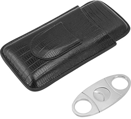 Qcwwy Estuche de Cuero para Puros, Soporte Portátil para Puros de Viaje con Juego de Cortador, Soporte Ligero para Puros para Viajes en Casa