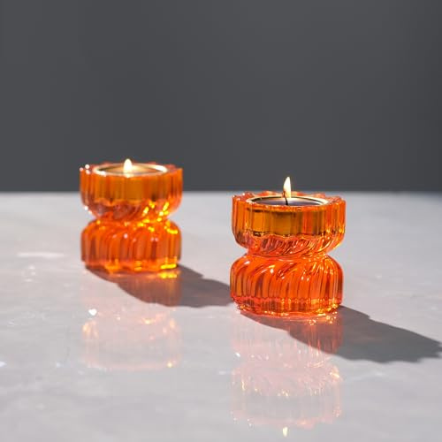 ICNBUYS Dancing Lady värmeljushållare – elegant ljushållare för kvinnor, flerfärgad heminredning, stärkande feminism ljus orange harts höjd 5,8 cm set med 2