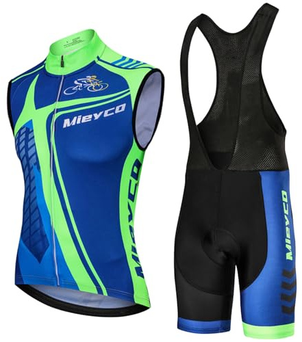 Conjunto Ropa Ciclismo Hombre Maillot Bici MTB Verano Traje de Ciclista | Chaleco Ciclo Sin Mangas y Culotte Tirantes con 19D Gel Acolchado,Completa de Bicicleta Transpirable Secado Ráido