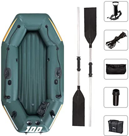 WQZStar Aufblasbares Kajak, 1 Person, Schlauchboot, zusammenklappbar, aufblasbares Kanu aus PVC, 120 kg belastbar, mit 2 Paddelhalterungen zum Angeln und Tauchen