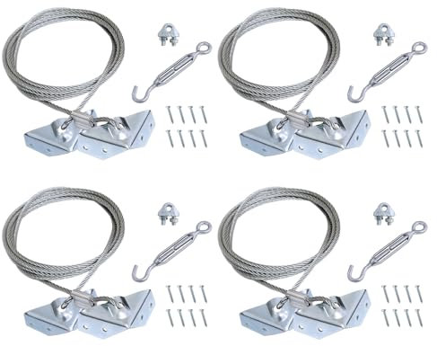 Young Wolf Kit de Cable de Puerta de jardín Anti - caída de Soporte de Acero aleado para Soporte de Puerta de Rejilla de Madera al Aire Libre (4, Plata)