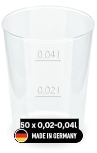 DeinPack 50 Mehrweg Schnapsbecher 2cl/4cl Made in Germany mit Eichstrich PP | Made in Germany, Mit Eichstrich, Wiederverwendbar, Aus PP