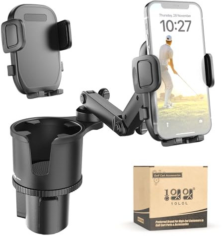 10L0L Golfwagen-Handyhalterung – Universal-Handyhalterung mit Getränkehalter für EZGO/Clubauto/Yamaha, Golfwagen-Zubehör passend für Smartphones