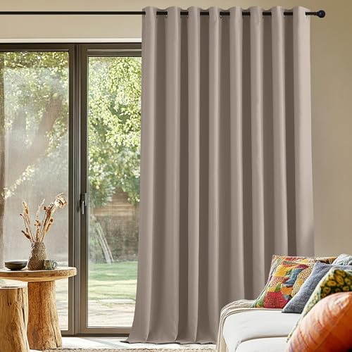 PONY DANCE Ösenschal Wohnzimmer Verdunkelungsvorhang H260 x B300 cm | Extra Breit, Hitzeschutz, 1 Stück, Taupe, Sicht- und UV-Schutz, Abdunkelnd, für Schlafzimmer Große Fenster, Blickdicht