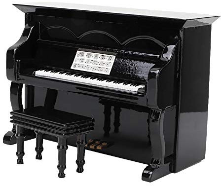 Miniatyr Trä Piano Modell, Svart Basswood Musikinstrument för Heminredning