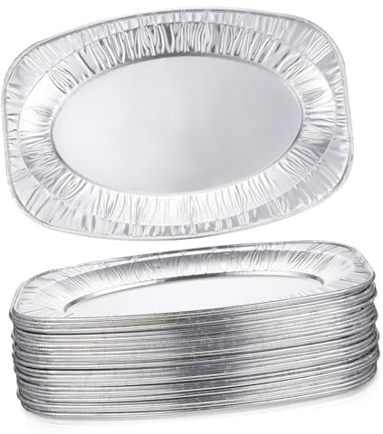 KOMBIUDA 30 Platos Desechables de Aluminio Bandejas para Cocinar Recipientes para Alimentos Material Ecológico para Fiestas y Barbacoas Utensilios de Cocina Pack de 30