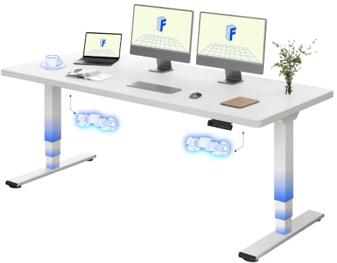FLEXISPOT Höhenverstellbarer Schreibtisch mit Dualmotor 180×80 cm | 3-stufigem Gestell – Ergonomischer Standing Desk für Gaming, Multitasking & Büro, 100 kg Tragkraft (Weiß+Weiß)