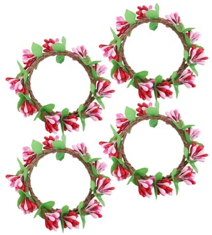 Luxshiny 4stücke Teiliges Osterkerzenring Kunstblumen Und Beeren Für Tischdekoration Vielseitig Einsetzbar Für Feierlichkeiten Und Festliche Anlässe