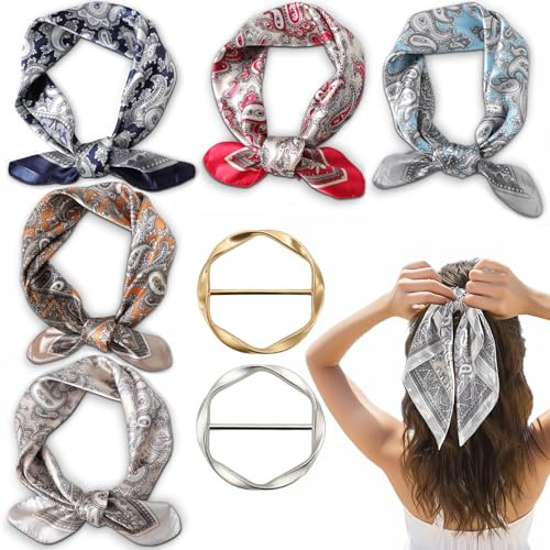 UGBO Bandanas Tuch Quadratische Schals für Damen Seidentuch Seide Kopftuch | Seidentuch Seide Kopftuch Haartuch Haarschmuck Scarves Drucken Kopfbedeckung Kopftücher 70x70cm