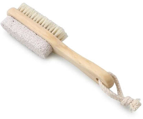 WOONEKY Jabalí cepillo para pincel pómez frotante herramientas para el cuidado de los pies raspador de callos pómez cepillo de cerdas para pies de baño de madera Bambú