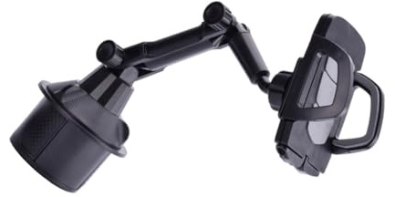 EPIGEIST Supporto per Telefono da Auto Portabicchieri, Altezza Regolabile 360° Rotazione, Struttura in Fibra di Carbonio Grigia, Stabile e Smontabile per Guida Sicura