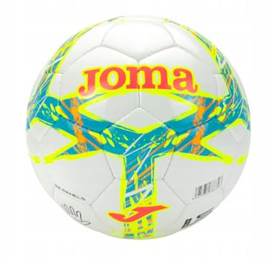 Joma Pallone da Calcio Dali III, Professionale per Allenamento e Partite, Bianco con Design in Colori Assortiti, Misure dalla 3 alla 5 (Bianco/Turchese/Giallo Fluo, 4)