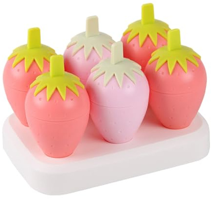 Garneck Moldes para Paletas de Helado de 6 Compartimentos Polipropileno Seguro y Reutilizable Diseño de Dibujos Animados para Hacer Helados Caseros Adecuado para Postres de Frutas y