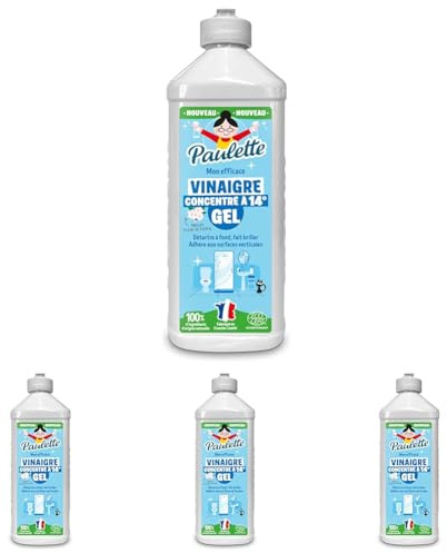 Paulette - Vinaigre Ménager en Gel Fleur de Pomme Concentré 14° - Nettoyant Détartrant Multi-Surfaces - Authentique, Naturel et Ecocert - Adhère aux Surfaces Fait Briller - Fabriqué en France - 500 ml