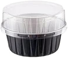 Pirottini da forno 100 pirottini in alluminio da 125 ml for dolci, budini, mousse, dessert, cupcake, con coperchio, stampo for muffin e pasticceria(WHITE)