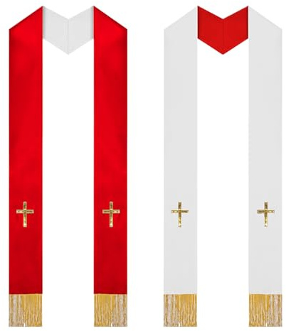 Hiemible Stola Per Uomini Del Clero,Con Ricamo A Frange Reversibile Unisex Per Forniture Ecclesiastiche | Scialle A Stola Per Il Clero E Per La Chiesa | Per Matrimonio, Battesimo, Cerimonia, E