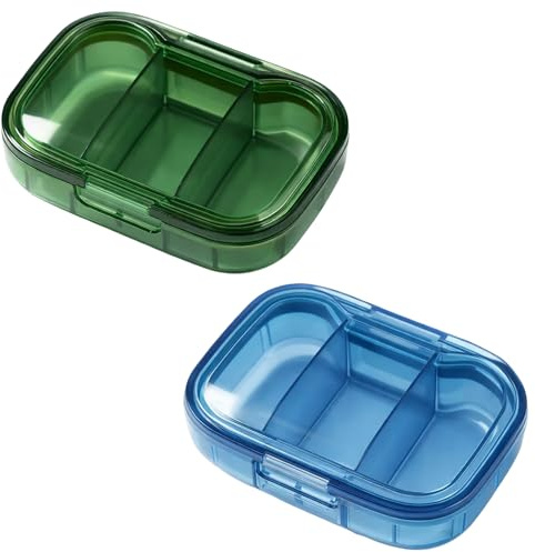 argtnayk 2pcs Pilulier,Boite A Pilule Et Pilulier Voyage,Mini Boite Plastique Transparente 3 Compartiments,Pilulier Journalier,Organisateur Boite Medicaments Pour Vitamines MéDicaments Huile Poisson