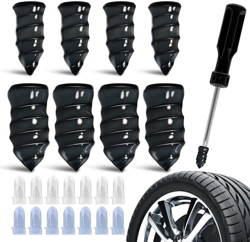 Kit 50 Pezzi Chiodi per Riparazione Pneumatici Sottovuoto – Chiodi in Gomma a Spirale di Alta Qualità con Cacciavite Inclusi, Riparazione Rapida e Sicura per Auto, Moto, Camion e Bici (25S + 25L)